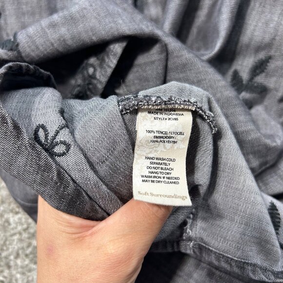 Soft Surroundings Womens Small Gray Leaf-Patterned Button-Down Tunic Top - Picture 7 of 8